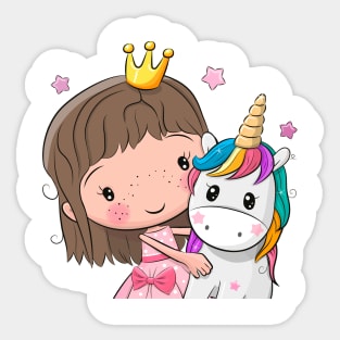 Princess with unicorn Sticker